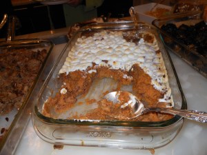 1/2 eaten Sweet Potatoes with Marshmallows